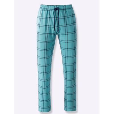 Pyjamahose WÄSCHEPUR, Herren, Gr. 48/50, Normalgrößen, blau (ozean, kariert), 100% Baumwolle, bedruckt, gemustert, kariert, Hosen Pyjamahose