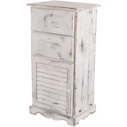 Kommode Schrank, 81x40x32cm, Shabby-Look, Vintage ~ weiß