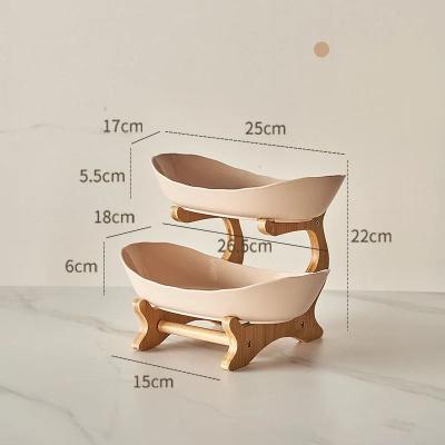 Uplifted Goods Multi Layer Kitchen Serving Stand For Fruits And Treats 2 Tiers beige