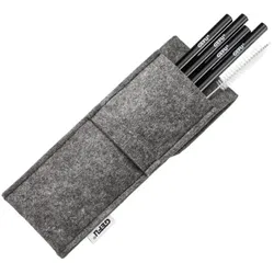 GEFU 89490 Glastrinkhalm Future 4er mit Filztasche, schwarz