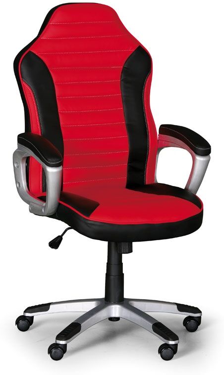 B2B Partner Leder-Bürosessel, Leder-Gamigstuhl SPORT, schwarz/rot