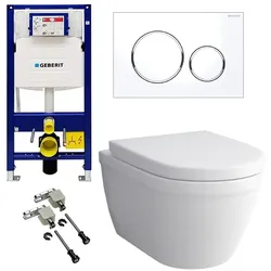 Alpenberger Wand WC mit Bidet Funktion Spülrandlos | WC Komplettset mit Geberit Spülkasten, Betätigungsplatte und Bausatz | Vorwandelement WC Set Bad