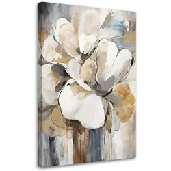 WANDBILD beigefarbene blumen