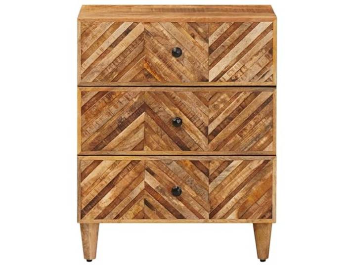 KTHLBRH Nachttisch braun 50 x 33 x 60 cm Mangoholz massiv Mit Schublade, Messingknöpfe, Holzkonstruktion, leicht zu reinigen, Schlafzimmer