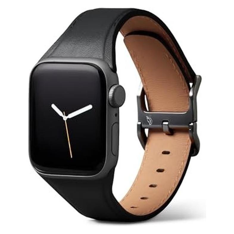 Bellroy Classic Leder Armband für Apple Watch, Schwarz, 40mm, 41mm, 38mm, 42mm (Series 10/11), TCWA-BLK-136 (38 mm, 40 mm, 41 mm, 42 mm, Edelstahl, Leder) (TCWA-BLK-136)