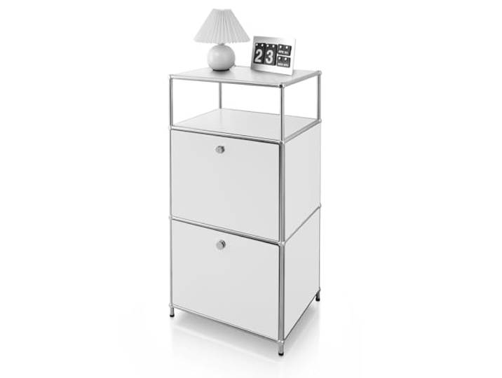 KARAT Metallregal Weiß – Regal mit 4 Ablageflächen (B50×T40×H103 cm) – Pulverbeschichtetes Gestell verchromt – Zeitlos & funktional – Concept Epure MK-120
