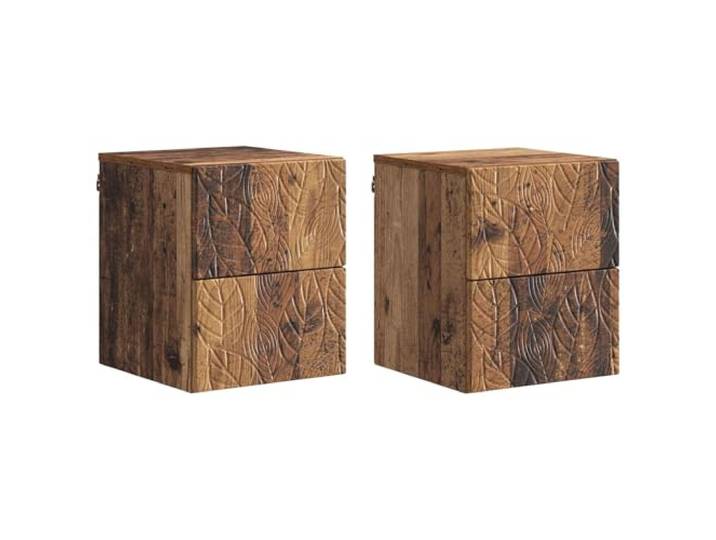 PUGYNBK Nachttisch zur Wandmontage, 2 Stück, aus Altholz Mit 2 Schubladen, kompaktes Design, moderner Stil, einfache Reinigung, Schlafzimmer