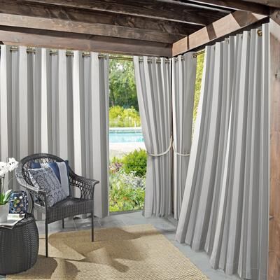 Sun Zero Valencia Cabana Stripe Indoor Outdoor UV Protectant Room Darkening Grommet 1-Piece Curtain Panel, Single Panel