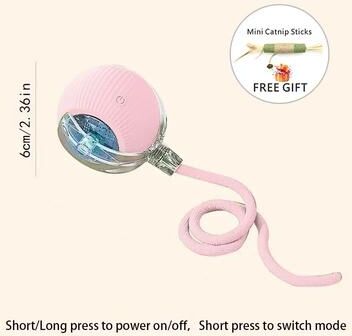 Uplift Treasures USB Rechargeable Smart Rolling Cat Ball Toy pink Sz