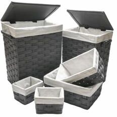 IH Casa Decor 6Pc Non-Woven Rect. Hampers & Baskets Dark Grey