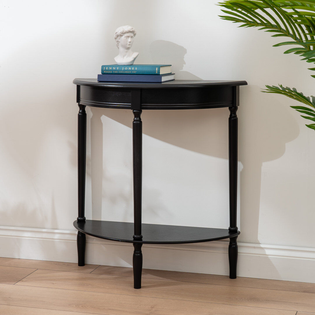 Rosalind Wheeler Half Round Table Black 71cm H X 68.5cm W X 25.5cm D
