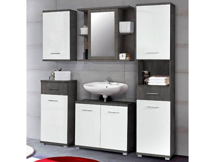 Salle de bain I 5 éléments 150 x 184 x 29cm Blanc/Gris