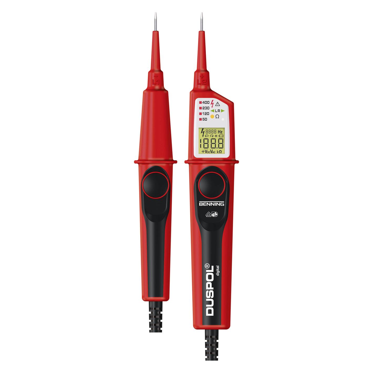Benning DUSPOL digital Zweipoliger Spannungsprüfer kalibriert (ISO) CAT III 1000 (CAT III 1000V, CAT IV 600V, Spannungsprüfer) (50263-ISO)