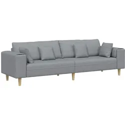 vidaXL Stoffsofa mit Kissen Hellgrau 208 cm Stoff