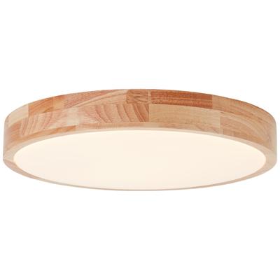 BRILLIANT Deckenleuchte "Slimline", weiß (holz hell, weiß), 1, Ø 39cm H: 8cm, 1 Stk., Leuchten, Wand- und Deckenlampe mit warmweißer Lichtfarbe Metall/Holz/Kunststoff, Deckenleuchte