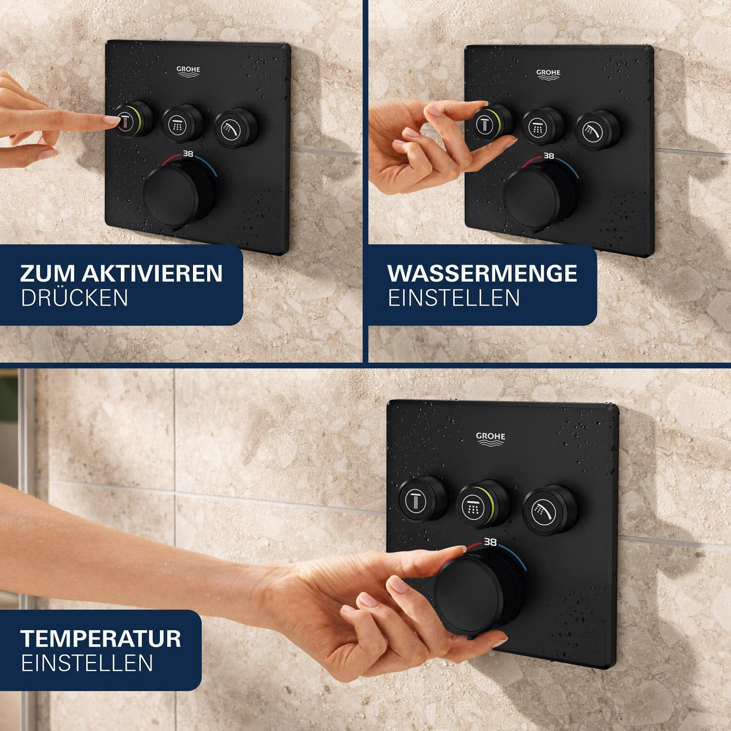 Grohe Precision SmartControl Duschsystem UP, mit Vitalio SmartActive 310, eckig, Badarmaturen, 348752430, matt black