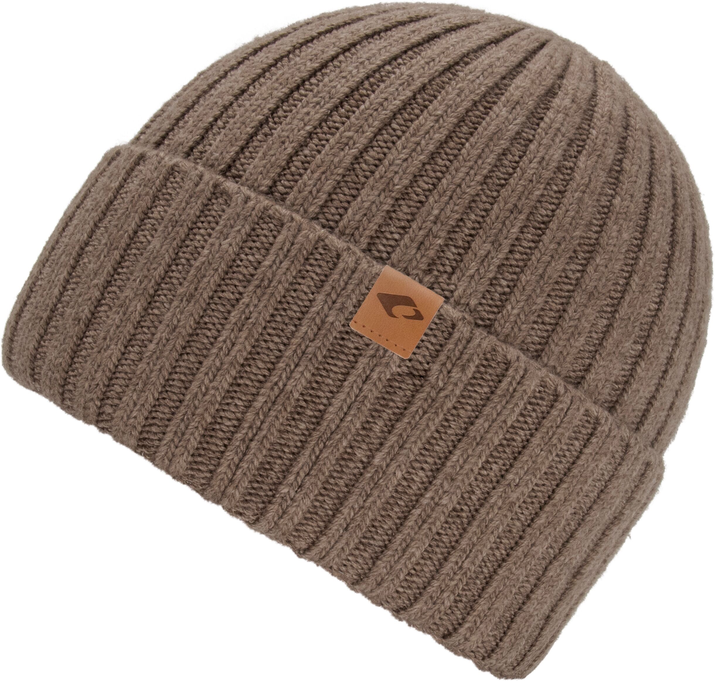 Strickmütze CHILLOUTS "Darian Hat", Herren, braun, Feinstrick, Baumwollmischung, unifarben, Mützen Strickmütze, mit extra hohem Umschlag braun Einheitsgröße
