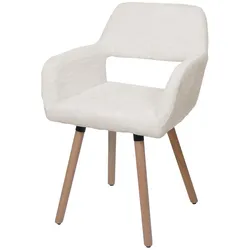 Décoshop26 - Gepolsterter Esszimmerstuhl mit cremefarbenen Chenille-Armlehnen und Beinen aus Buchenholz 04_0009843