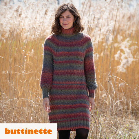 Strickanleitung – Raglan-Kleid Top Down aus Woll Butt Primo Alpaka Color