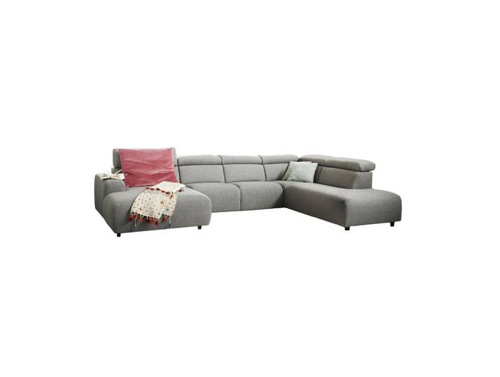 Kawola Wohnlandschaft Riso Grau Webstoff, Textil, Echtholz, Füllung: Schaumstoff, Ottomane links, 331x81x240 cm, Wohnzimmer, Sofas & Couches, Wohnlandschaften, Wohnlandschaft U-Form