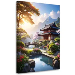 WANDBILD, Japanischer Garten Pagode Landschaft Natur