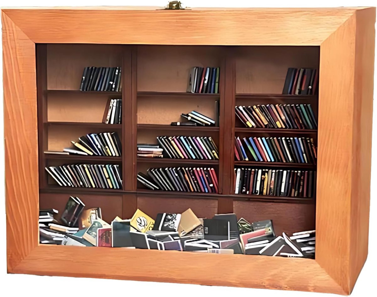 Miniatuur Boekenplank Mini Bibliotheek voor Bureau Decoratie inclusief 200 Boeken