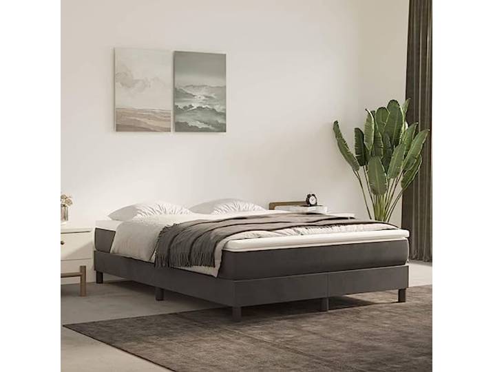 RJPLMFV Lattenrost, Matratze, Dunkelgrau, 140 x 200 cm, Velours Taschenfedern, mittelharte Unterstützung, Lattenrost aus Zwischenplatte, weicher Matratzenschoner