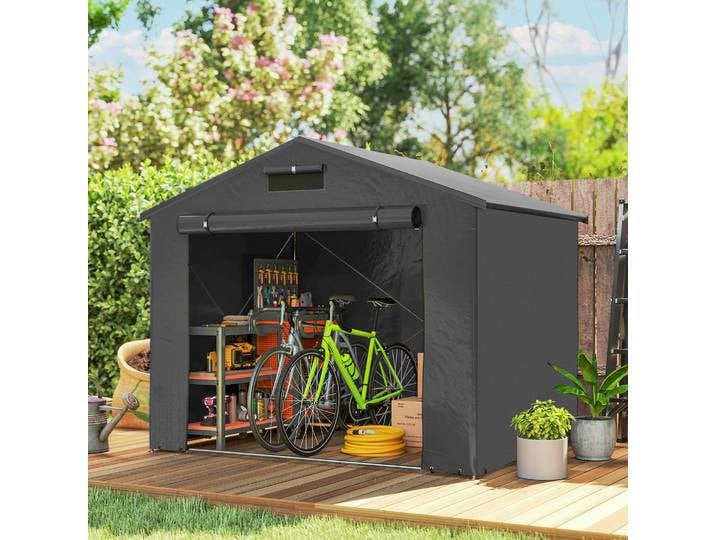 Outsunny Tente-Garage 2,5x1,8m Étanche Porte Zippée Gris Foncé