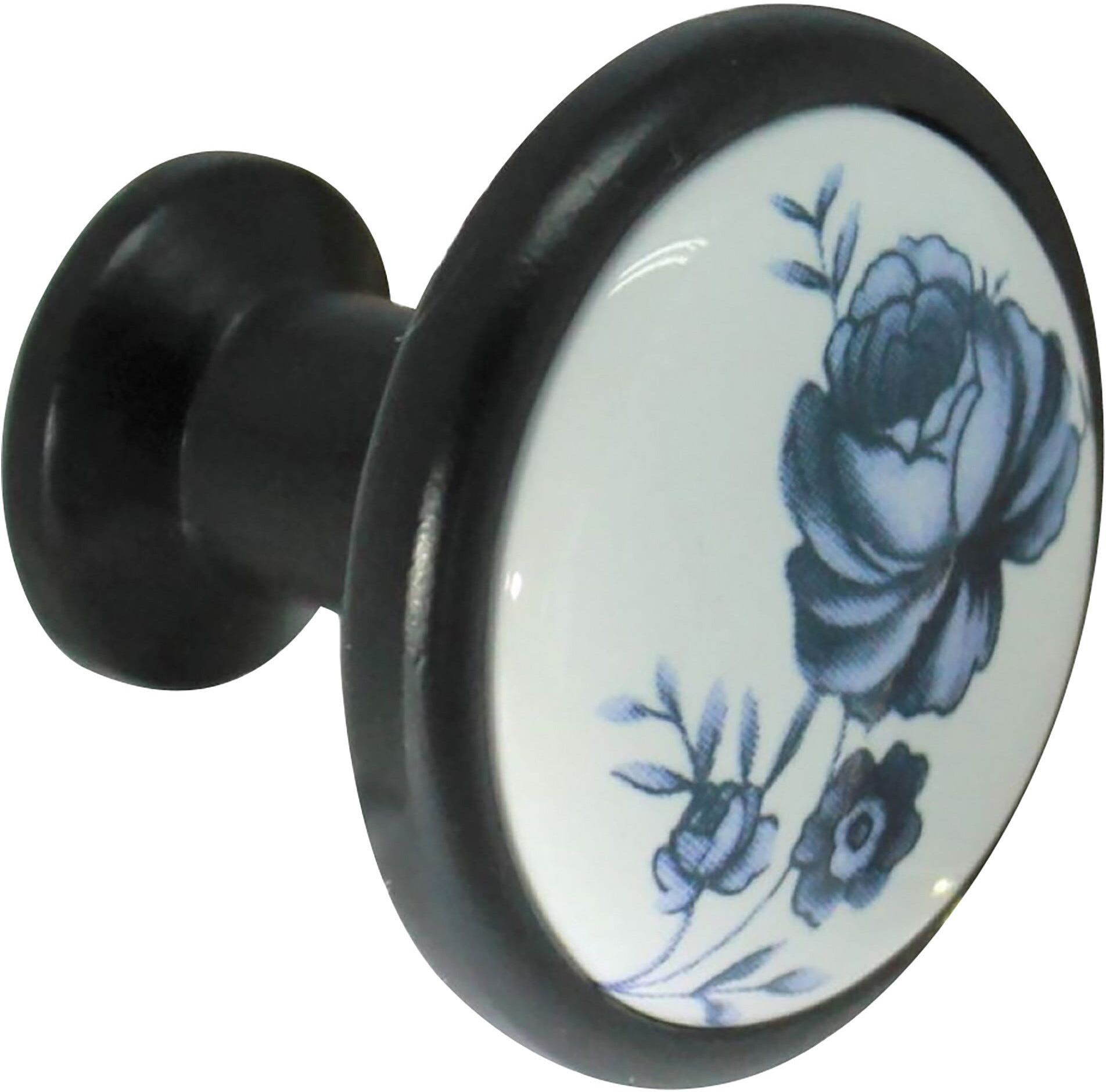 Tecnomat POMOLO PORCELLANA BIANCA BASE NERA CON DISEGNO Ø 32 mm