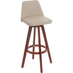 Barhocker MCW-C43, Barstuhl Tresenhocker, Holz Kunstleder drehbar ~ creme