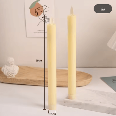 Inspire Picks LED Taper Candles With Dancing Moving Wick Battery Operated Wax Candlesticks With Remote Control (H25) ivory Smooth