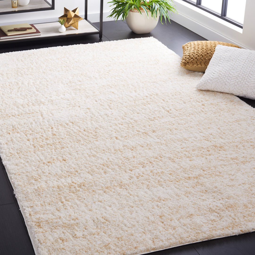 Latitude Run Abdiladif Shag Flokati Area Rug In Ivory & Beige Ivory/Beige Rectangle 165 x 231cm