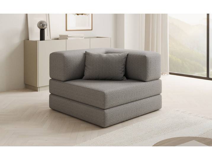 Designer Sofa-Sessel Lazy in Bouclé - Hellgrau - Bouclé - Luxusbetten24