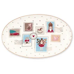 GreenGate Servierplatte Xmas Letter white, 24 x 15 cm