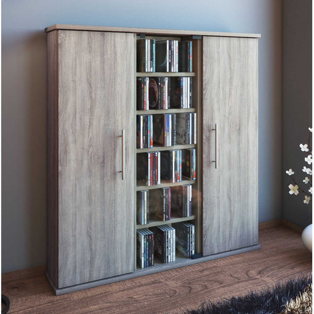 VCM Santo Glass 88 cm H Multimedia Storage Sonoma oak 88cm H X 86cm W X 22cm D