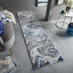 Läufer abstrakt Blau-Grau 80 x 300 cm - OUSE   Kadima Design