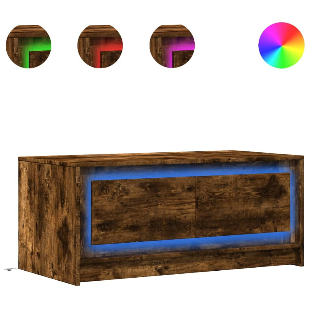 vidaXL LED-salontafel, rookbruin, houtvezel