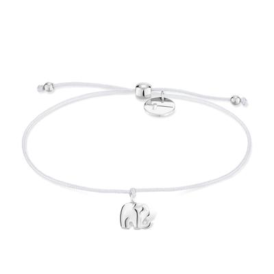 Armband TAMARIS "Schmuck Geschenk Edelstahl Textil Armkette Little Elephant", bunt (silberfarben, weiß), Armbänder, Damen, 24cm, Edelstahl Textil, Edelstahl, Textil, Armband