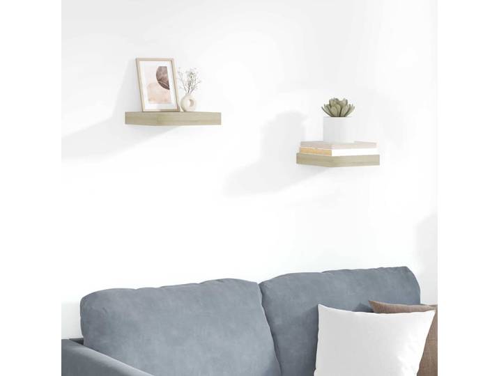 vidaXL Schwebende Wandregale 2 Stk. Eichefarben 23x23,5x3,8cm MDF