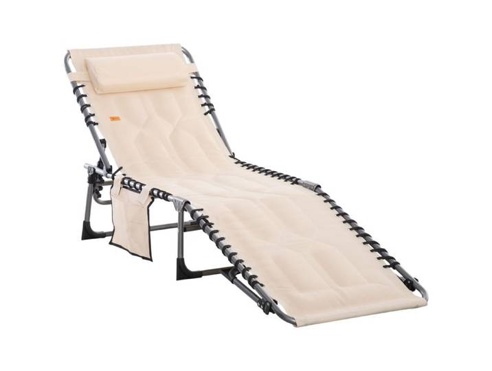 chaises longues chaises longues de jardin pliantes avec oreillers poches latérales chaises longues avec dossier réglable à 5 g