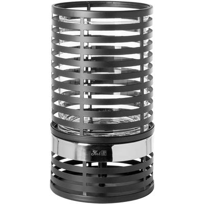 Windlicht FINK "MATERA", silber (schwarz, silberfarben), H:30cm Ø:18,5cm, Eisen, Glas, Kerzenhalter, Windlicht, Windlichtsäule aus Eisen, mit Glaszylinder, Höhe ca. 30 cm