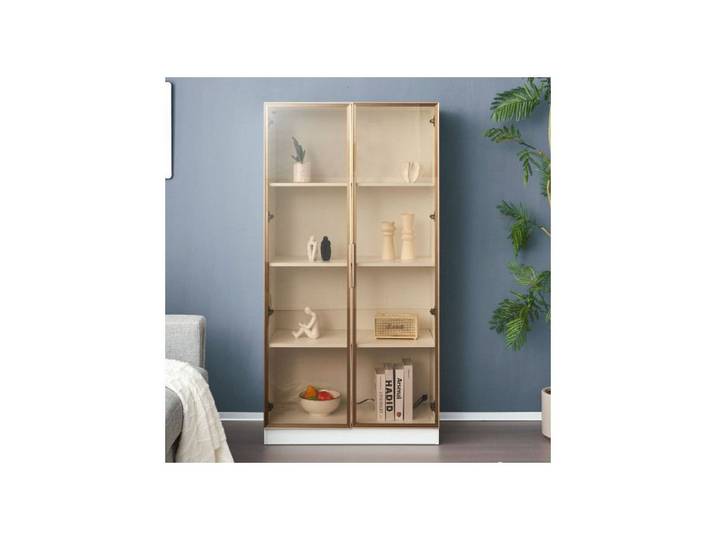Vitrine blanche 80x40x160 cm vitrine LED avec 3 étagères 2 portes en verre