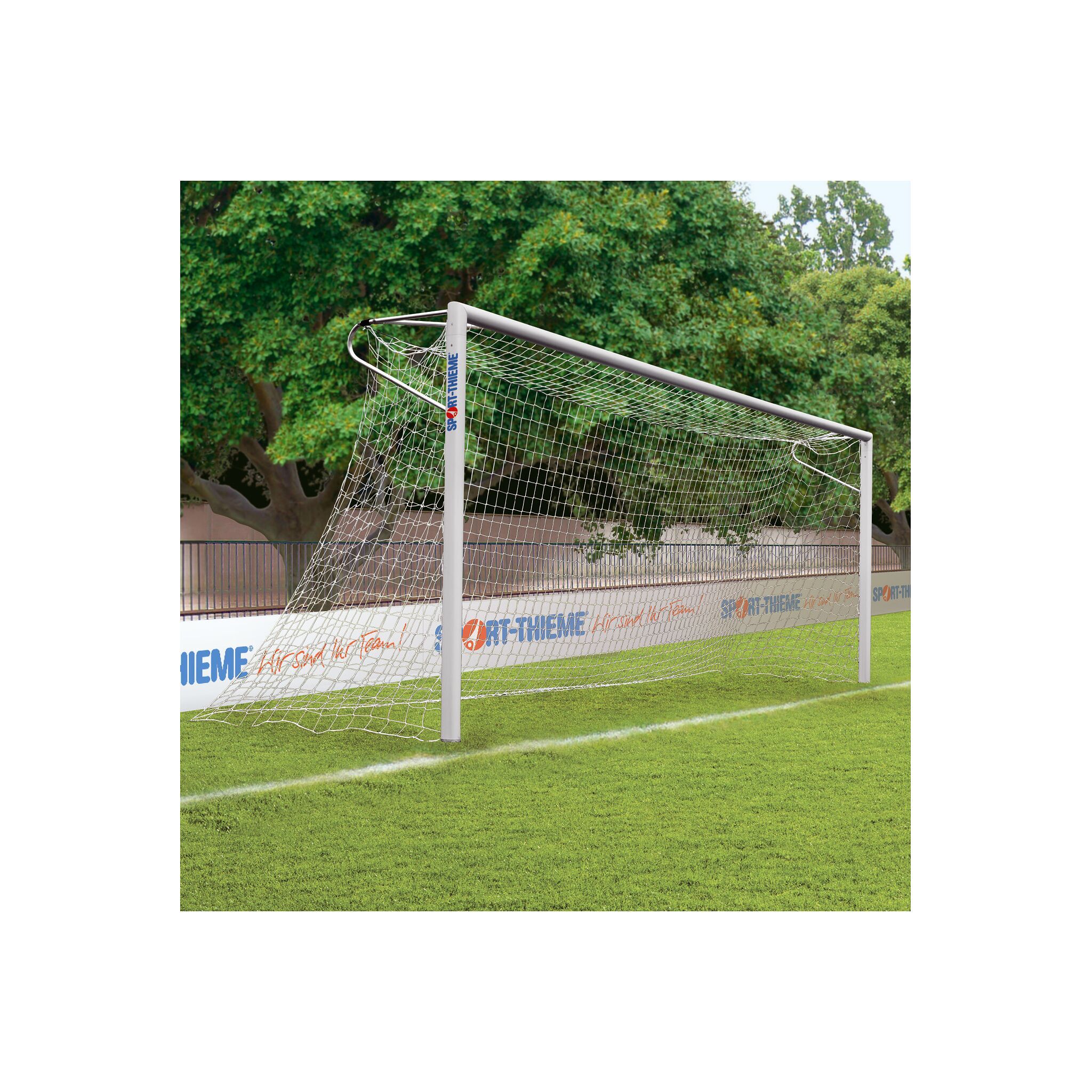 Sport-Thieme Großfeld-Fußballtor in Bodenhülsen stehend, eckverschweißt, Netzhalter