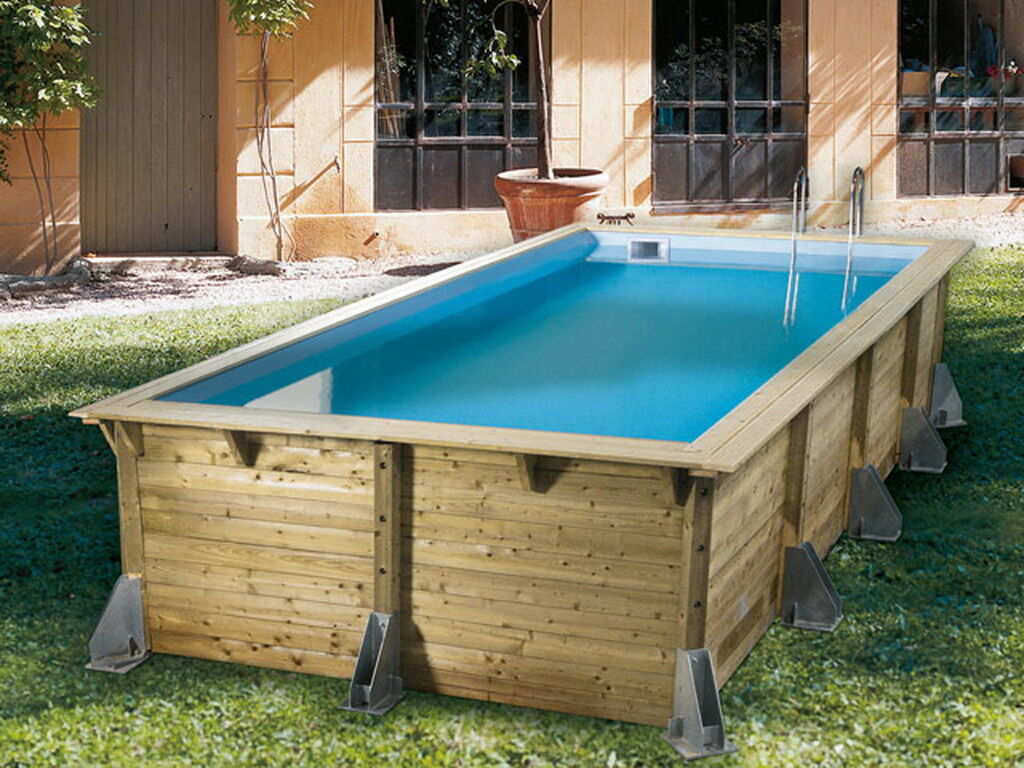Piscine bois Ubbink AZURA rectangulaire 350x505x126cm liner bleu