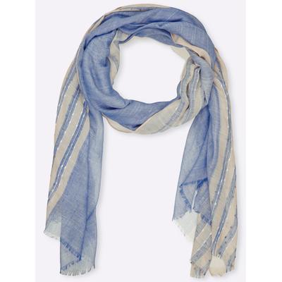 Modeschal HEINE, Damen, himmelblau, Polyester, gemustert, Modetücher