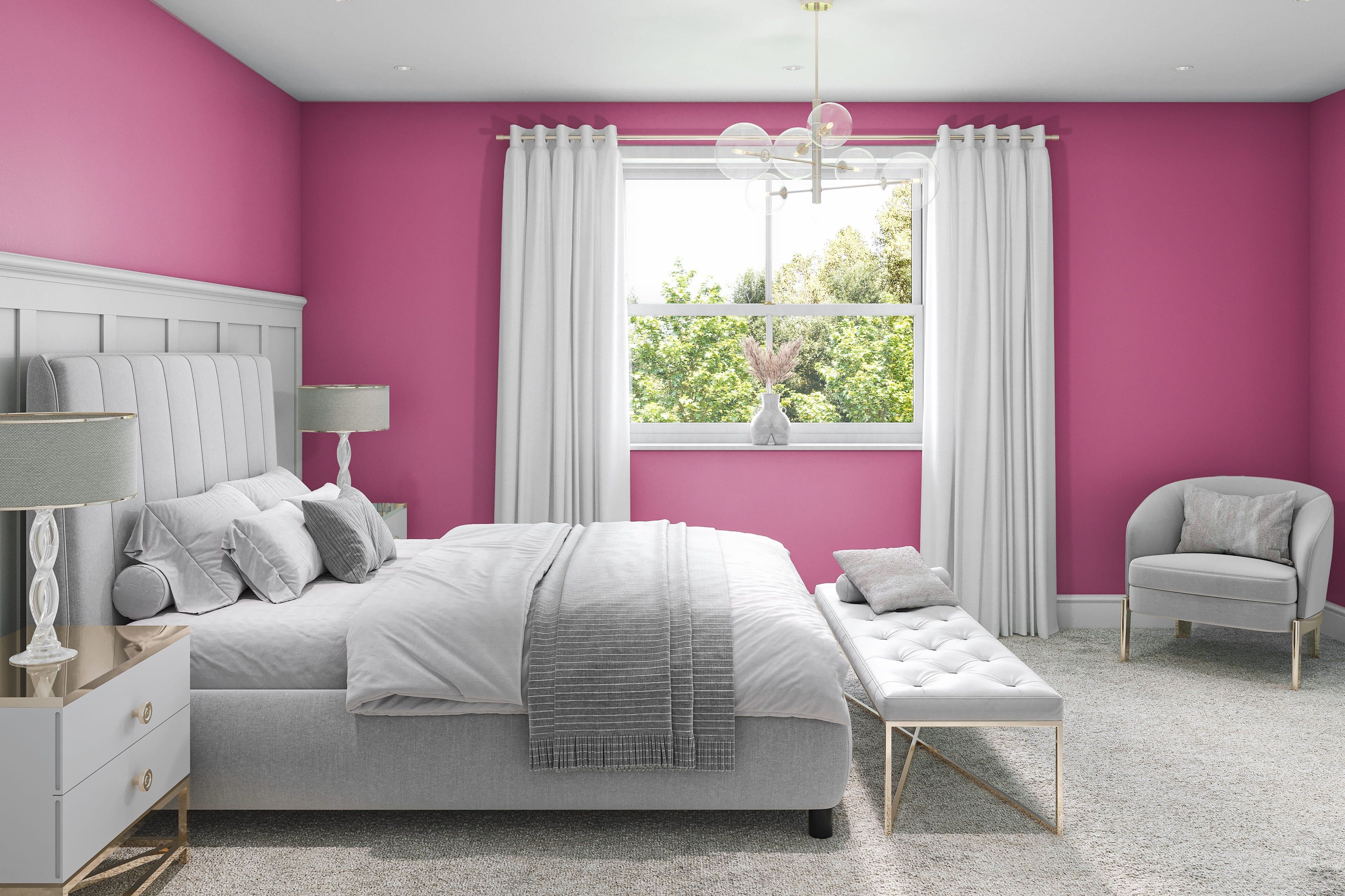 Hemway Wall Paint   Bubblegum Pink   Matt Emulsion Interior   Acrylic   Latex - Bubblegum Pink - 2.5L