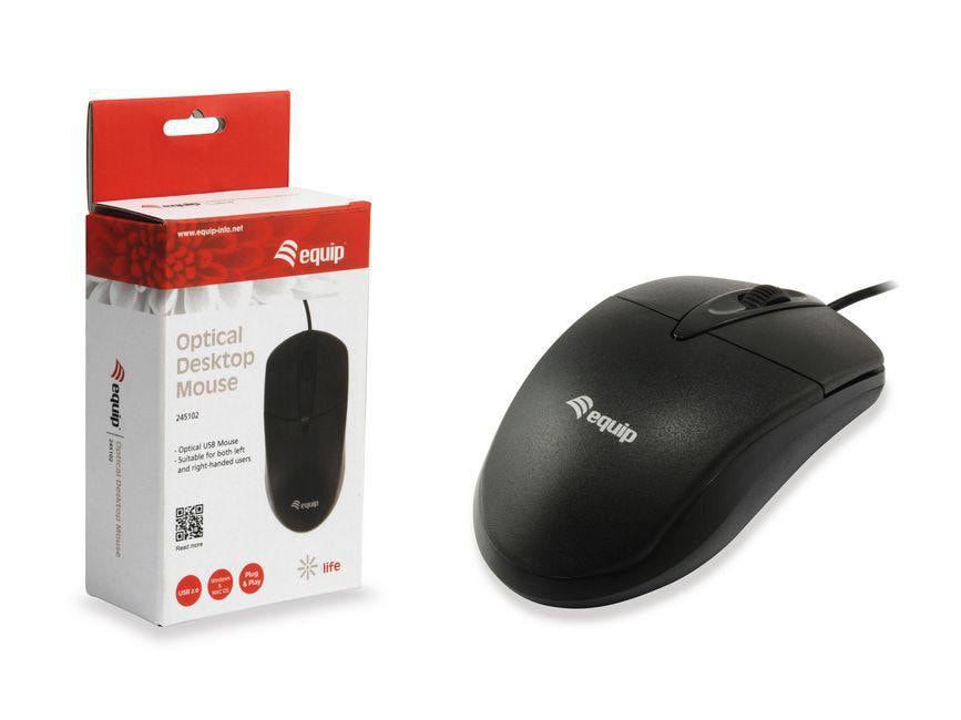 EQUIP 245102 Maus Schwarz kabelgebunden für Links- & Rechtshänder