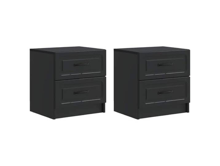 Tmriohed Nachttisch 2er Set Schwarz 43x34,5x44,5 cm Holzwerkstoff Stilvolle Nachtschränke im Vintage-Design mit je 4 Schubladen für das Schlafzimmer. Bieten ordentlichen Stauraum.