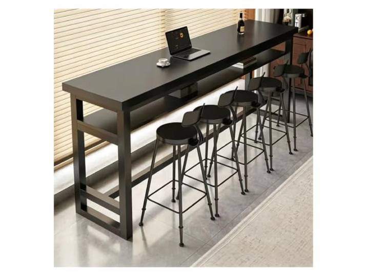 ZCXMNL Schmaler Bartisch, Doppelschichtig, Hohe Kneipenhöhe, Küche, Esszimmer, Industrielle Frühstückstheke, Couch for Zuhause(Black,L100xW30xH105cm)