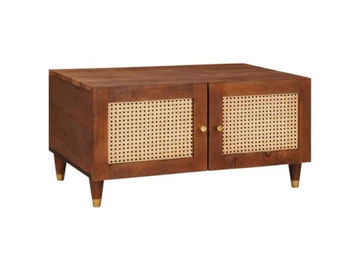 Roanoer Couchtisch 80x50x40 cm Massivholz Mango Sofatisch mit Stauraum Kompakter Wohnzimmertisch aus Mangoholz mit 2 offenen Fächern für Bücher und Zubehör, tragfähig bis 75 kg.